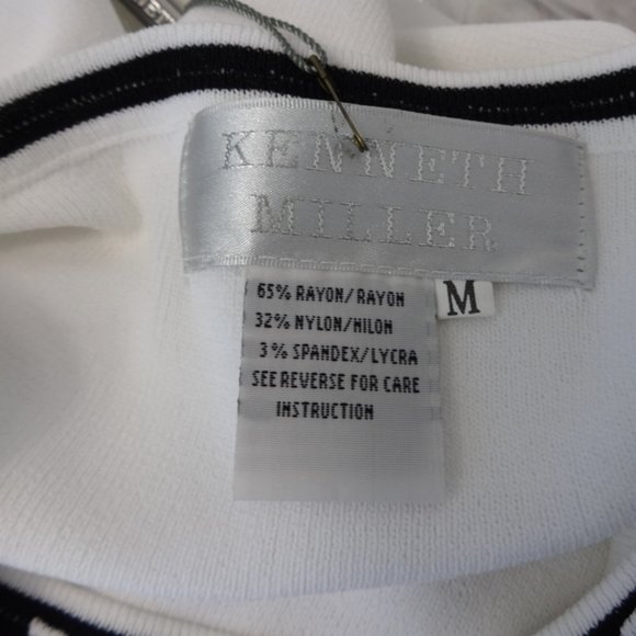 White Sweater w Black stripe Short Sleeve Size M - Picture 7 of 7